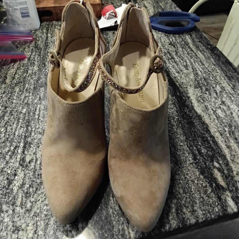 Enzo Angiolini Heels Suede Glitter Heel Sz.8M